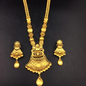 22k gold antique oxidised long necklace set