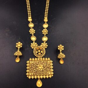 22k gold traditional design long necklace set