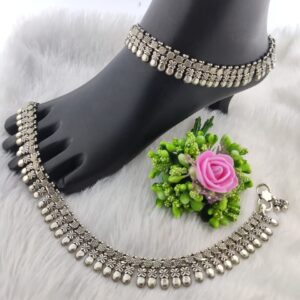 Silver Antique Oxidized Payal For Women