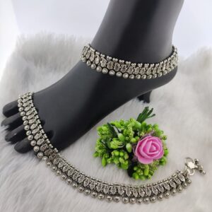 Silver Antique Oxidized Payal For Women