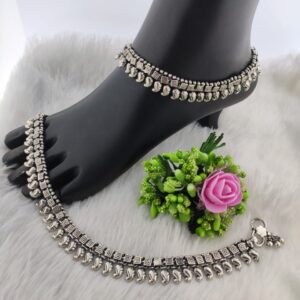 Silver Antique Oxidized Payal For Women