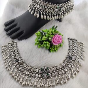 Silver Antique Oxidized Payal For Women