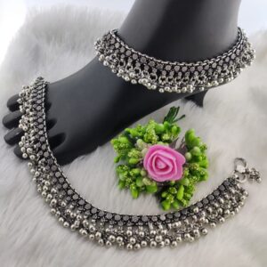 Silver Antique Oxidized Payal