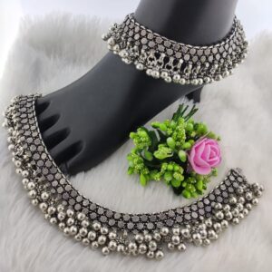 Silver Antique Oxidized Payal