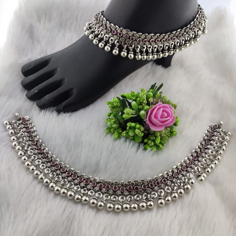 Silver Antique Ghughri Ladies Payal - Image 6