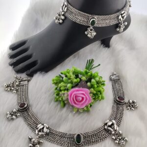 Silver designer antique oxidized payal