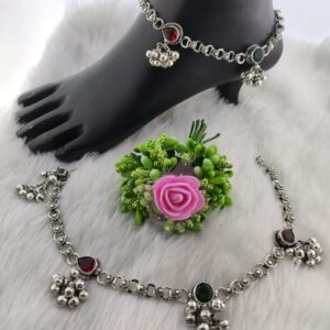 Silver designer antique oxidized payal