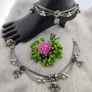 Silver ladies oxidised antique payals