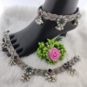 Silver ladies antique kundan payals