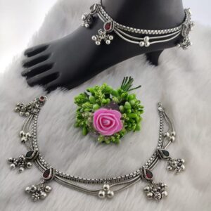 Silver ladies antique kundan payals