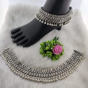 Silver ladies antique patta payals