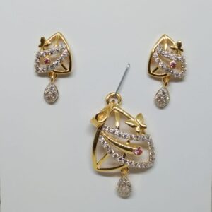22K CZ Gold Designer Pendent Set