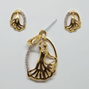 22K Gold Lady Design Delicate Pendant Set