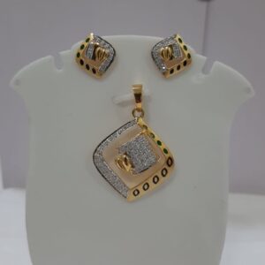 22k gold diamond daily wear pendent set