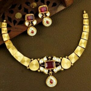 22k gold ruby with Modern design necklace set