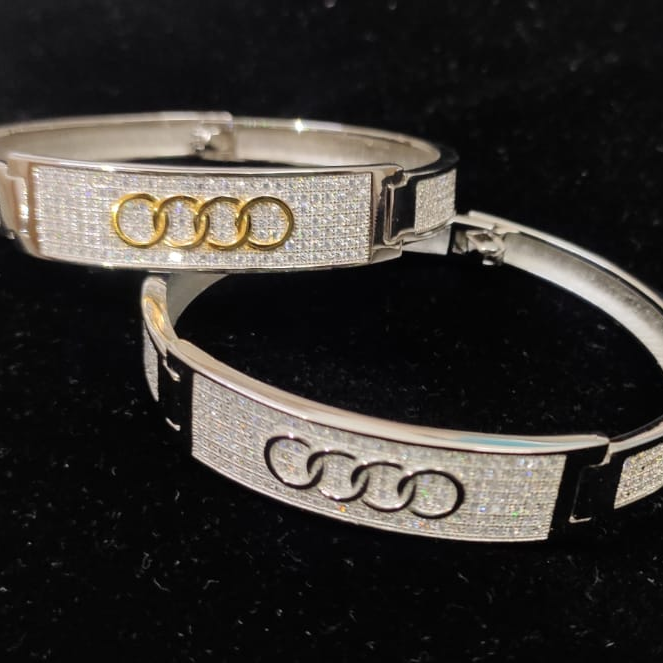 92.5 Sterling Silver Brand Logo Kada - Image 2