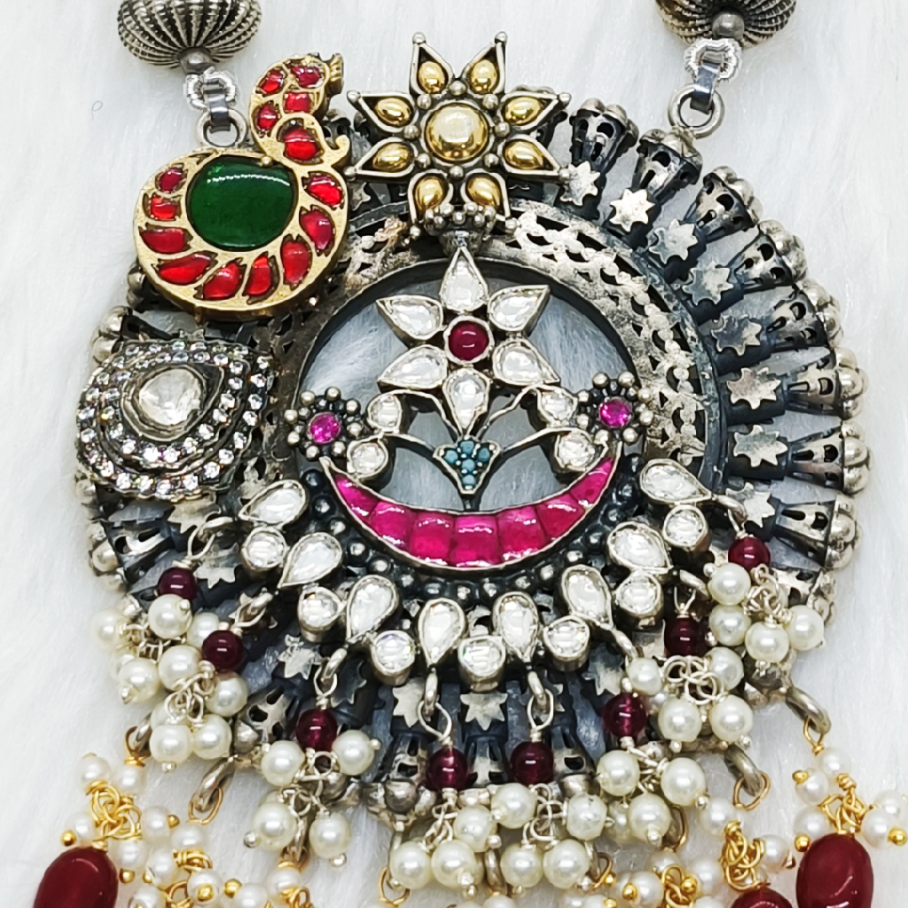 Tribal nakhra redesigned pacheli necklace with kundan - Image 2