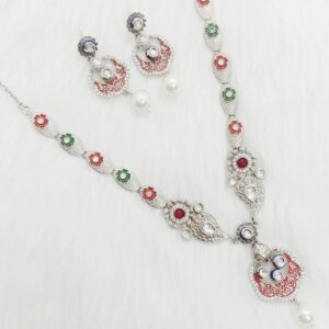 Pure silver kundan necklace  for ladies and a pair of earnings