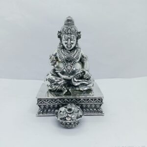 Pure silver idol of Kuber ji in antique polish