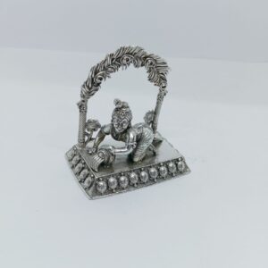 Pure silver idol of Ladoo Gopal in antique polish