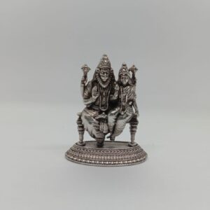 Pure silver idol of narsimha bhagwan with family in antique polish