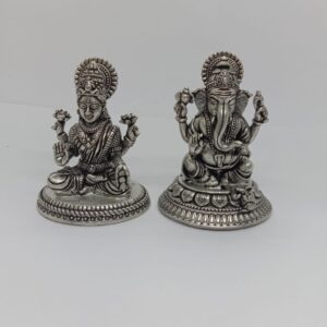 Pure silver idol of laxmi ganesha