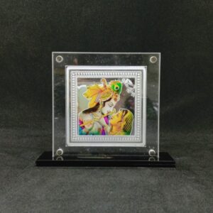 Hallmarked silver designer coin of radha krishna in color printing