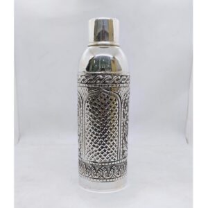 Real silver bottle in fine antique temple design carvings by puran