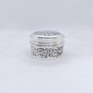 Hallmarked silver box for gifting in antique rounded shape carvings