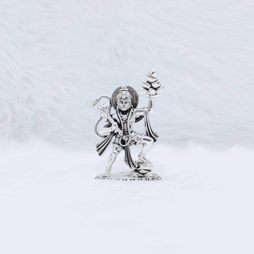 Real silver hanuman ji idol in high antique finishing