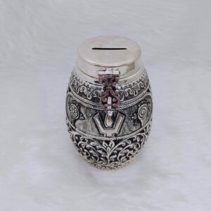 Real silver designer fancy shape antique money bank for kids by puran