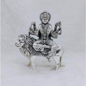Hallmarked silver durga mata idol in antique high fine work