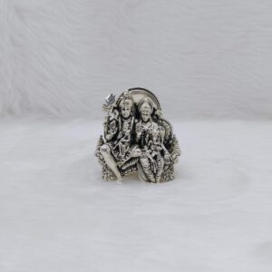 Sterling silver shiv pariwar idol with floral design shinghasan