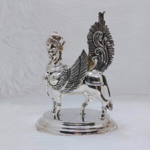 Pure silver kamdhenu cow idol in high antique fine work