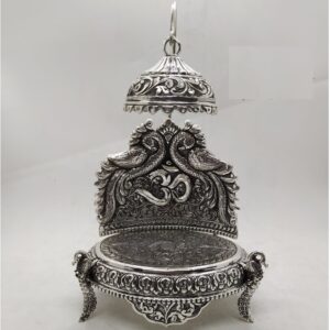 hallmarked 925 real silver singhasan in antique finishing by puran