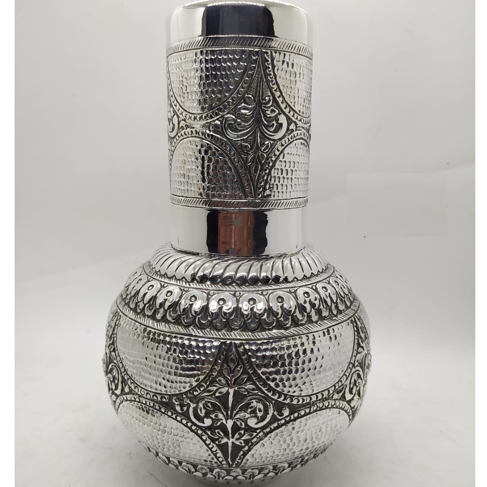 92.5% Pure Silver Designer Kunja Surayi Set with Glass PO-311-16