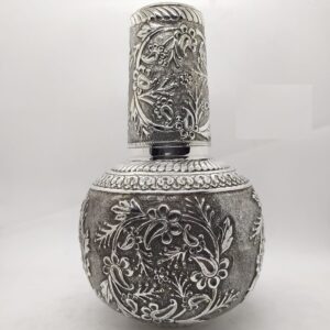 92.5% Pure Silver Designer Kunja Surayi Set with Glass PO-311-14