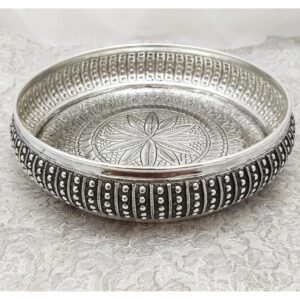 925 pure silver antique pooja thali Plate In Fine Carfvings PO-263-35