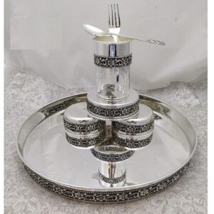 925 Pure Silver Dinner Set In Stylish Antique PO-153-11