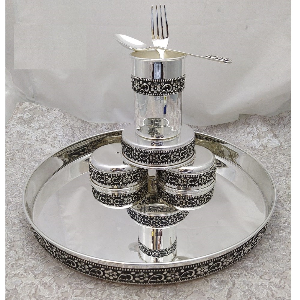 925 Pure Silver Dinner Set In Stylish Antique PO-153-11