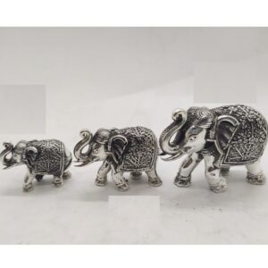 92.5 Pure Silver Elephant Pair With Raised Trunk PO-174-71