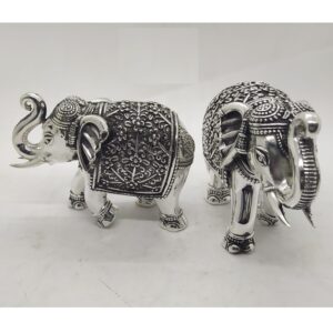 92.5 Pure Silver Elephant Pair With Raised Trunk PO-174-70