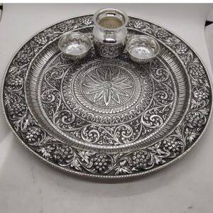 925 Pure Silver Antique Pooja Thali Set PO-263-30