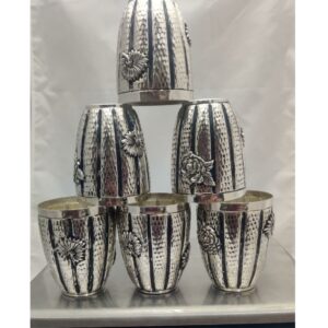 925 Pure Silver Stylish Glass set In Fine Antique PO-158-15