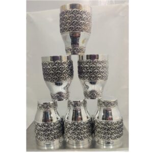 925 Pure Silver Stylish Glass set In Fine Antique finishing PO-158-13