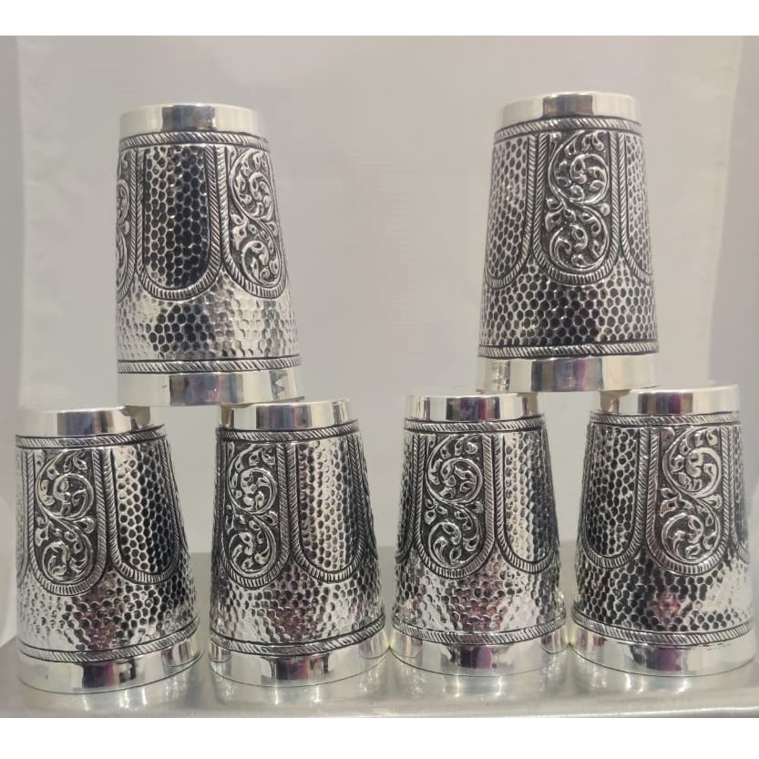 925 Pure Silver Stylish Glass In Fine Antique finishing PO-158-11