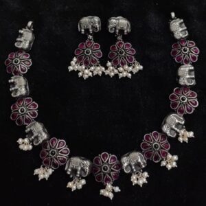 92.5% Pure Silver Compact Temple Choker set PO-216-44