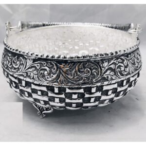 925 Pure Silver Designer Fruit & Flower Basket With Handle PO-162-21