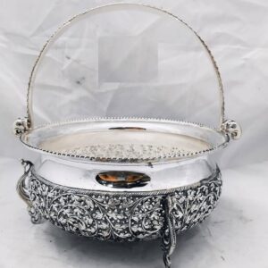 925 Pure Silver Designer Fruit & Flower Basket With Handle PO-162-19