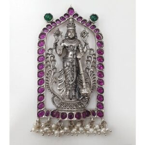 925 Pure Silver Stylish Navratan Necklace In Gold Plating PO-216-46